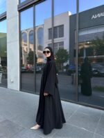 3 Parça Organik Lyocell Krep Takım  Jile + Kaftan + Kuşak Organik Kumaş Siyah - Görsel 20