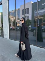 3 Parça Organik Lyocell Krep Takım  Jile + Kaftan + Kuşak Organik Kumaş Siyah - Görsel 23