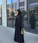 3 Parça Organik Lyocell Krep Takım  Jile + Kaftan + Kuşak Organik Kumaş Siyah - Görsel 4
