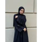Ala Ferace Siyah: Dubai Krep & Fermuarlı Konfor - Görsel 5