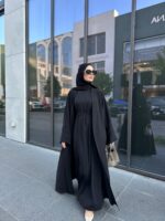 3 Parça Organik Lyocell Krep Takım  Jile + Kaftan + Kuşak Organik Kumaş Siyah - Görsel 17