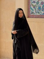 Mina Ferace Dubai Krep Fermuarlı & Kuşaklı (Rahat Kalıp) Geniş Kol - Görsel 2