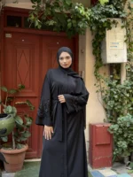More Dubai Krep Ferace – Hem Fermuarlı Hem Kuşaklı - Görsel 5